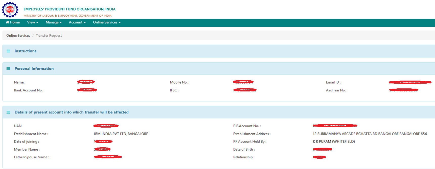 Submitting Online Claims For Pf Transfer In Out India Separations