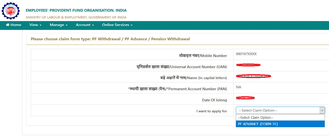 Submitting online claims - partial withdrawal – India Separations Help ...